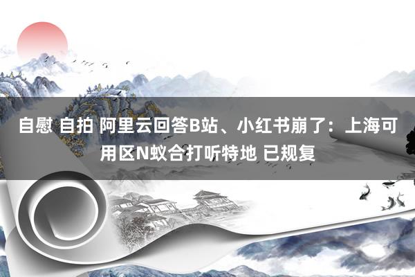 自慰 自拍 阿里云回答B站、小红书崩了：上海可用区N蚁合打听特地 已规复